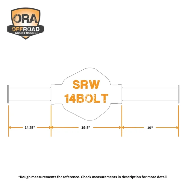 SRW 14 bolt axle truss measurements