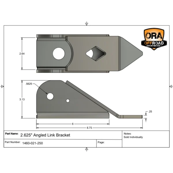 Angled Link Bracket Dimensions