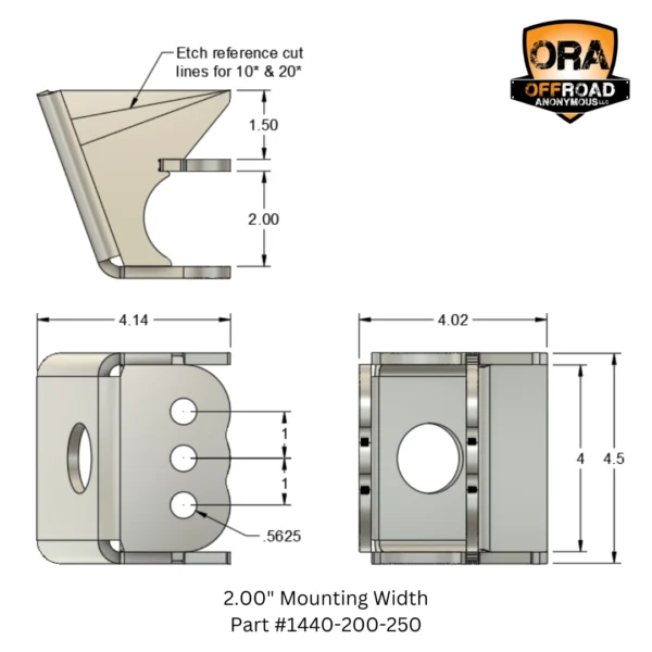 2inch adjustable link bracket dimensions