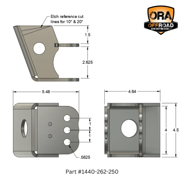 Adjustable frame link mount bracket dimension