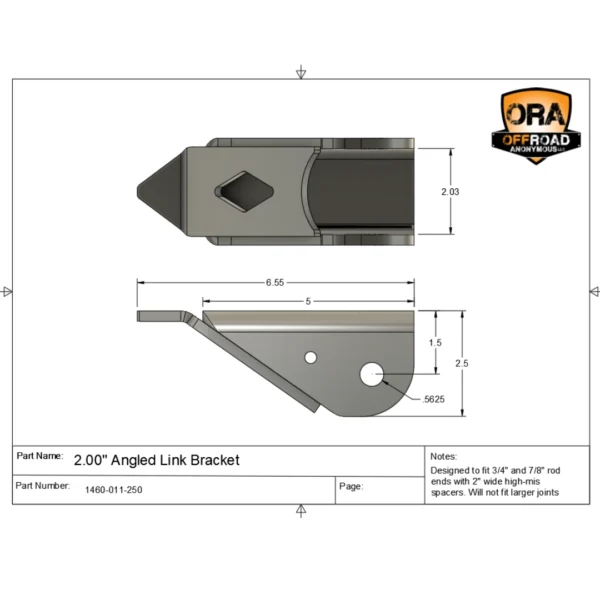 Angled Link Bracket Dimensions