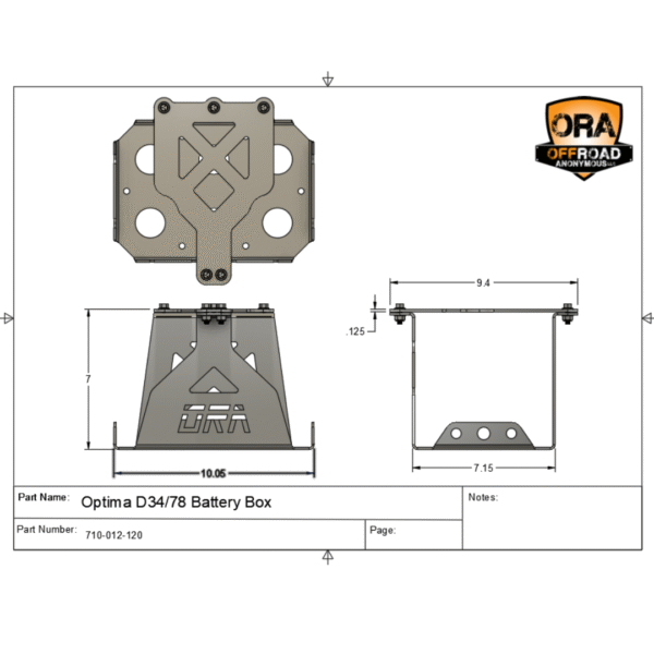 Optima D34_78 Battery Box dimensioned drawing
