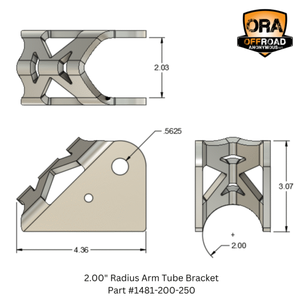 Radius arm bracket cad dimensions drawing
