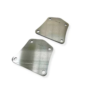 Jeep TJ C-pillar cage base plates — laser-cut 3/16" steel, pair shown front view