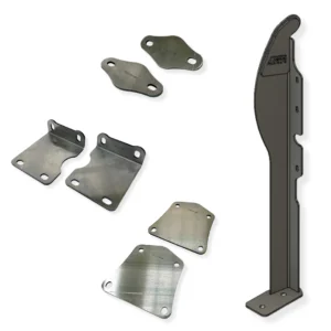 Jeep TJ roll cage builder's kit — A-pillar stanchions, B-pillar mounts, C-pillar base plates, and windshield tie-in plates, laser-cut 3/16″ steel