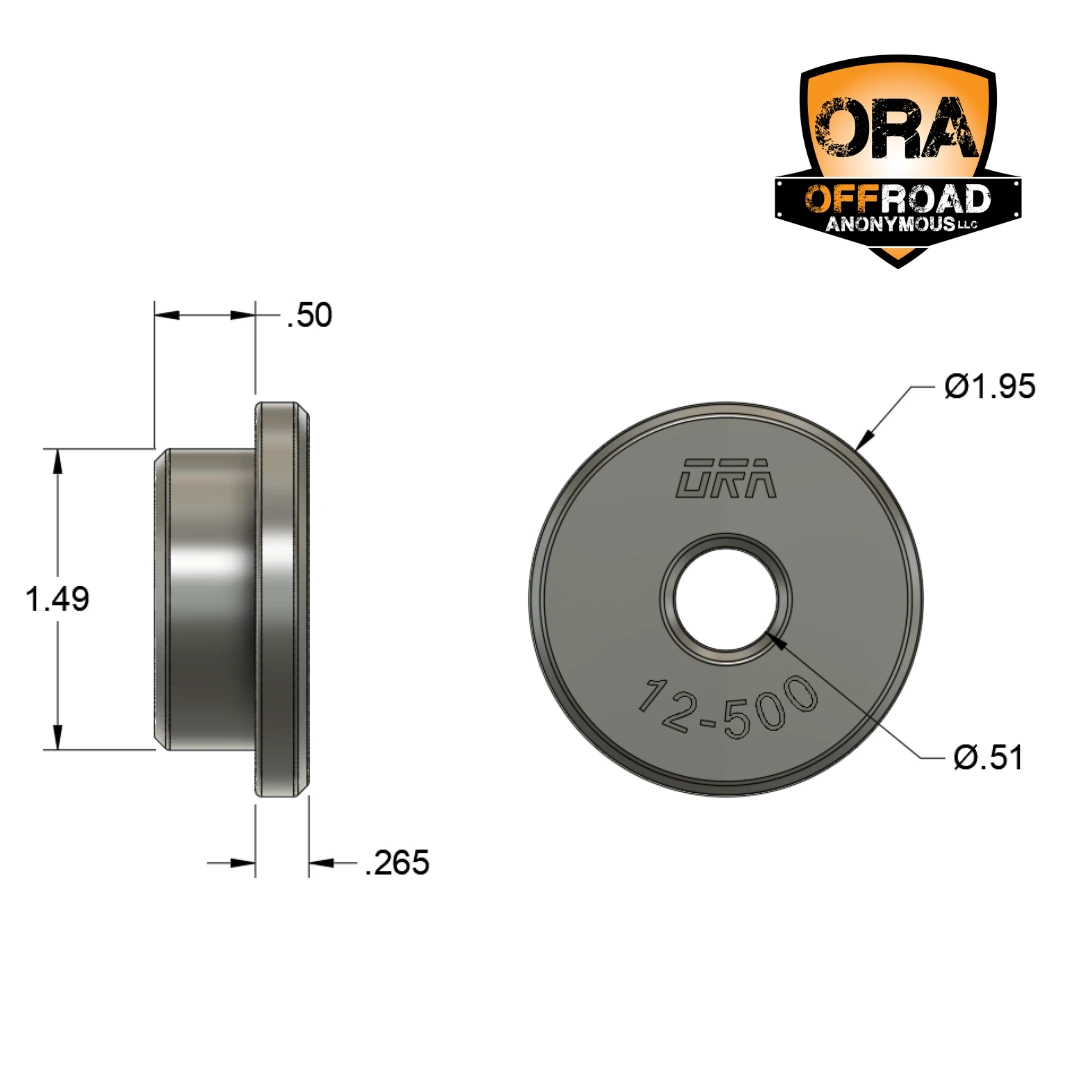 12-500 - Aluminum Mockup Bushing Pair Dimensioned