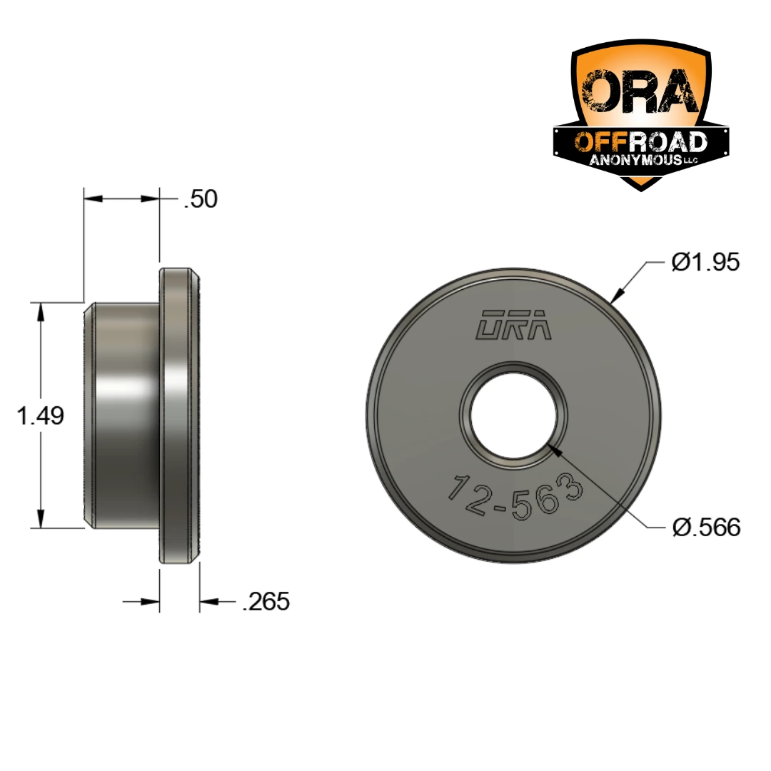 12-563 - Aluminum Mockup Bushing Pair Dimensioned