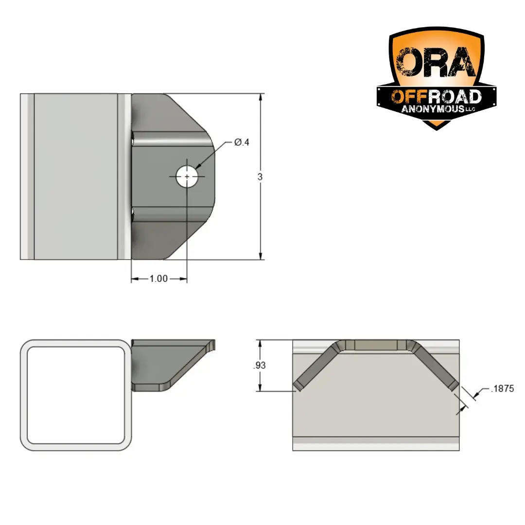 HD Small Trick Tab - Flat Mount Dimensions